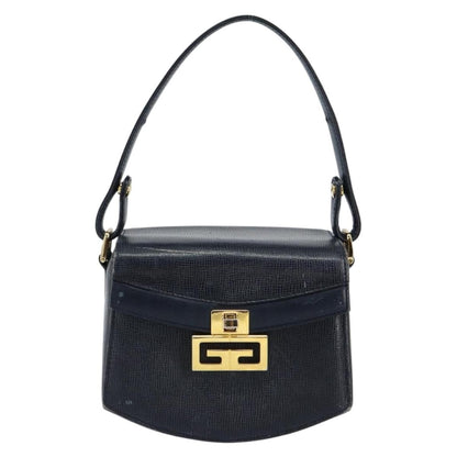 Givenchy GIVENCHY Hand Bag Leather Navy Gold Authentic SW1855