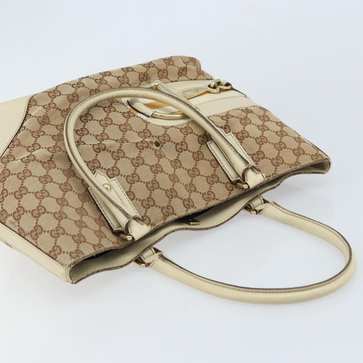 Gucci GUCCI GG Canvas Hand Bag Beige Gold 07198 Authentic 172295