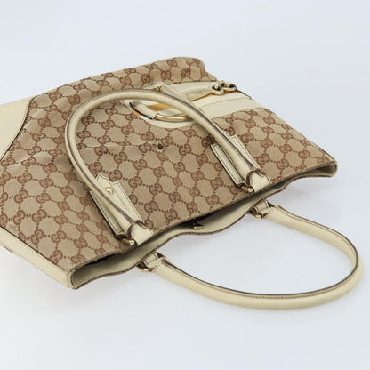 Gucci GUCCI GG Canvas Hand Bag Beige Gold 07198 Authentic 172295