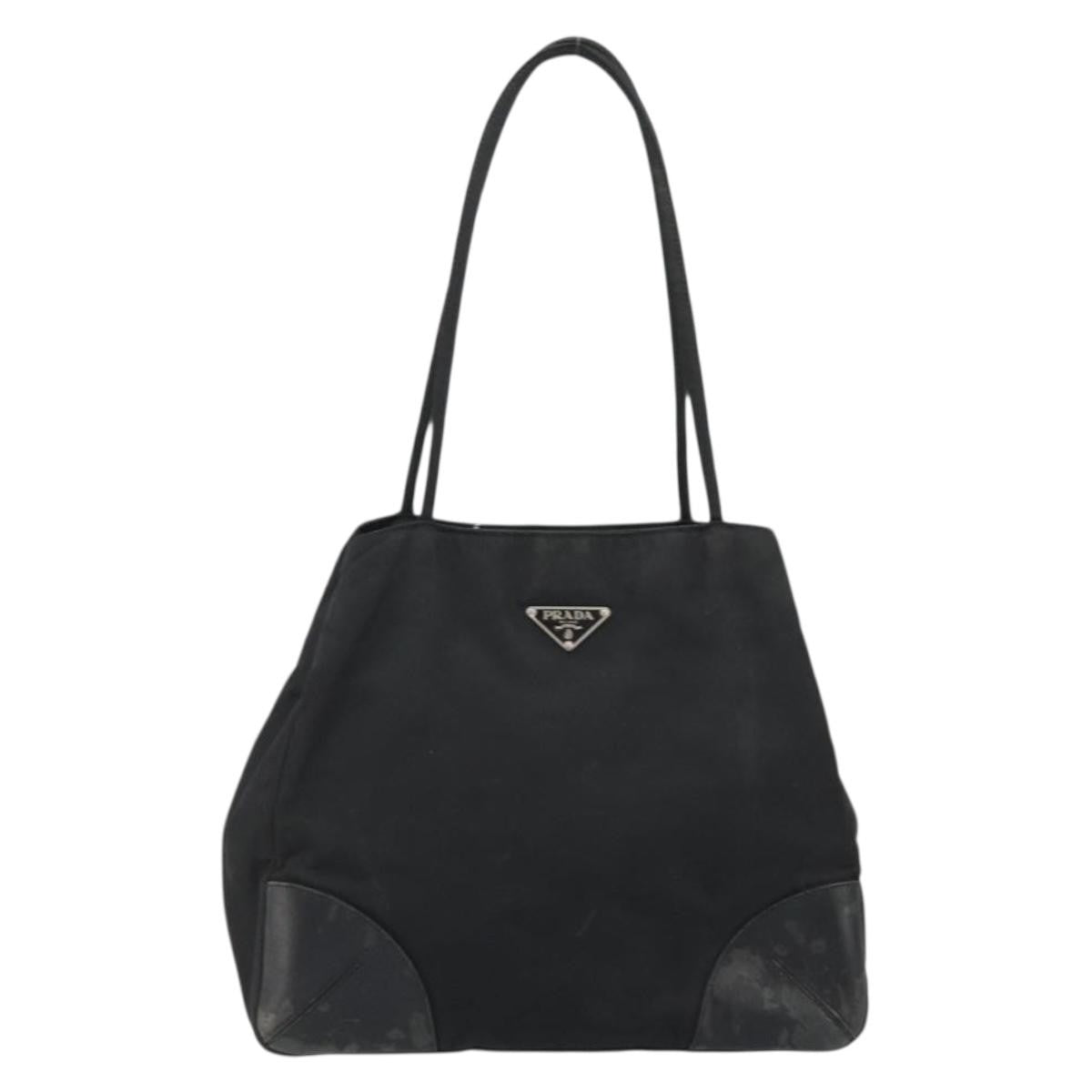 Prada PRADA Tote Bag Nylon Black Silver Authentic 175396