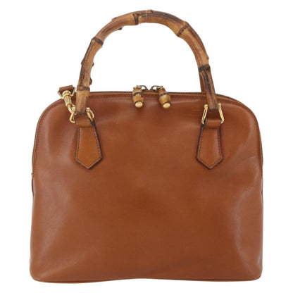 Gucci GUCCI Bamboo Hand Bag Leather 2way Brown Gold 000 1274 0290 Authentic 155221