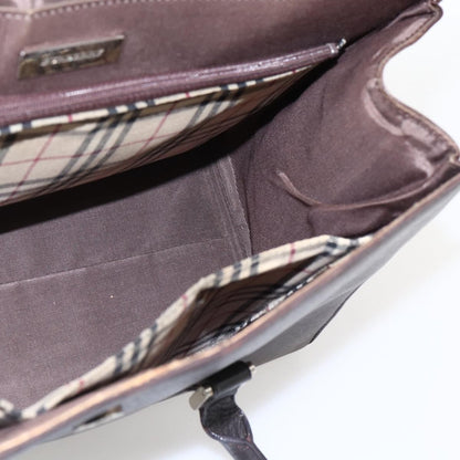 Burberry BURBERRY Hand Bag Leather Brown Silver Authentic BA10747