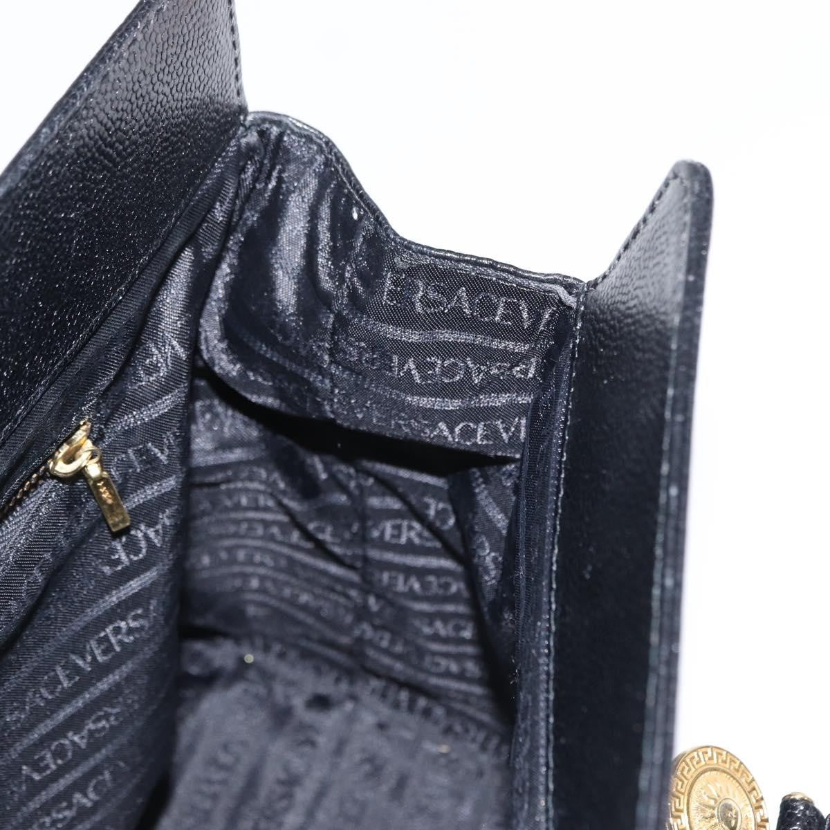 Versace VERSACE Tote Bag Leather Black Gold Authentic BA8013