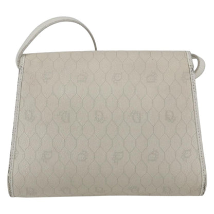 Dior Christian Dior Honeycomb Canvas Shoulder Bag PVC White Gold Authentic 170899