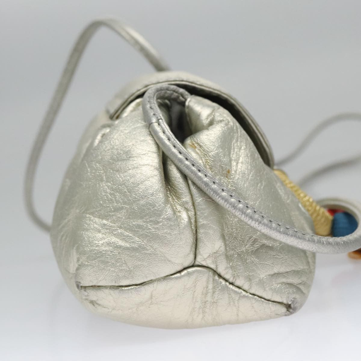 Loewe LOEWE Fringe Shoulder Bag Leather Silver tone Authentic 99979