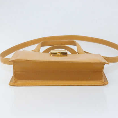Gucci GUCCI Hand Bag Leather 2way Beige Gold Authentic 173886
