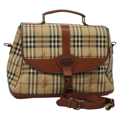 Burberrys Burberrys Nova Check Boston Bag PVC 2way Beige Authentic MX139