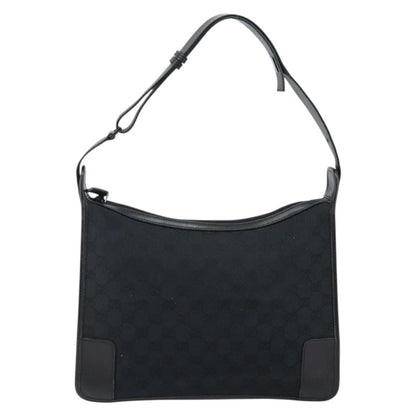 Gucci GUCCI GG Canvas Shoulder Bag Black Silver 001 4205 Authentic 143772