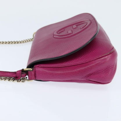 Gucci GUCCI Chain Soho Shoulder Bag Leather Pink Gold 336752 Authentic 150086