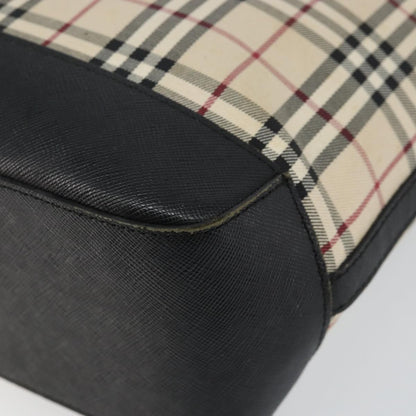 Burberry BURBERRY Nova Check Tote Bag Canvas Beige Silver Authentic BA5979