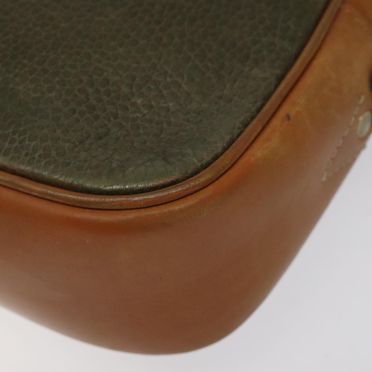 Celine CELINE Shoulder Bag Leather Khaki Gold Authentic bs25384