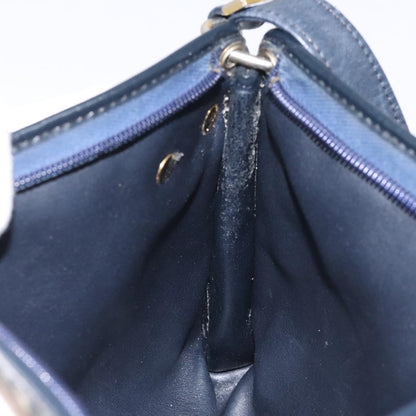 Dior Christian Dior Trotter Canvas Shoulder Bag Navy Gold Authentic 126267