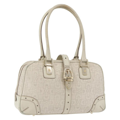 Gucci GUCCI Horsebit Hand Bag Leather White Gold 145770 Authentic bs34368