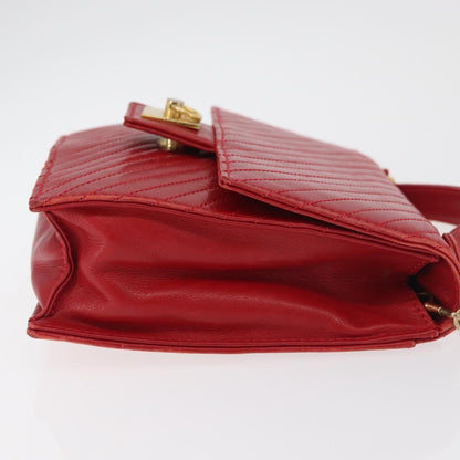 Celine CELINE Chain Shoulder Bag Leather 2way Red Gold Authentic BA13005