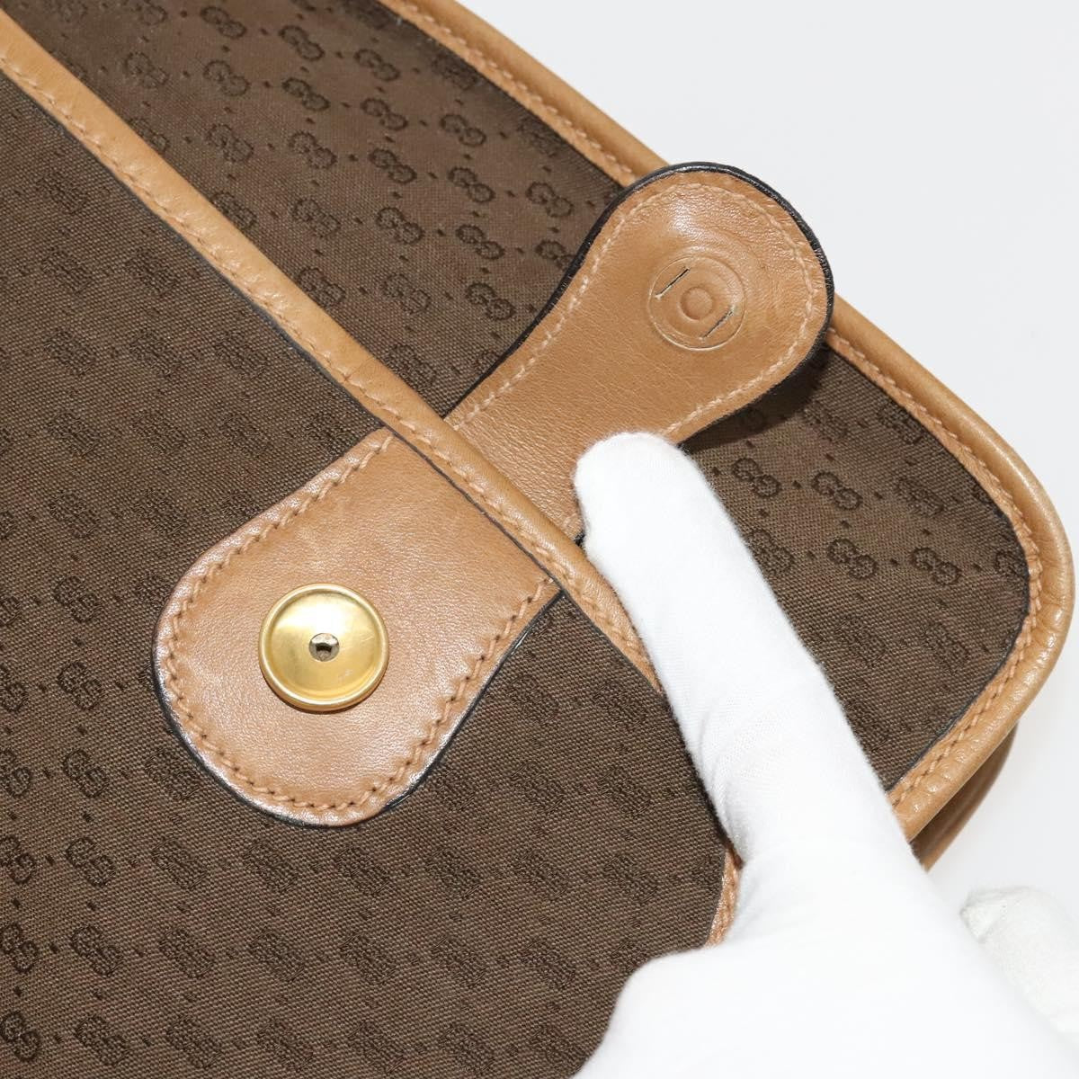 Gucci GUCCI Micro GG Canvas Hand Bag 2way Brown Gold Authentic 121561
