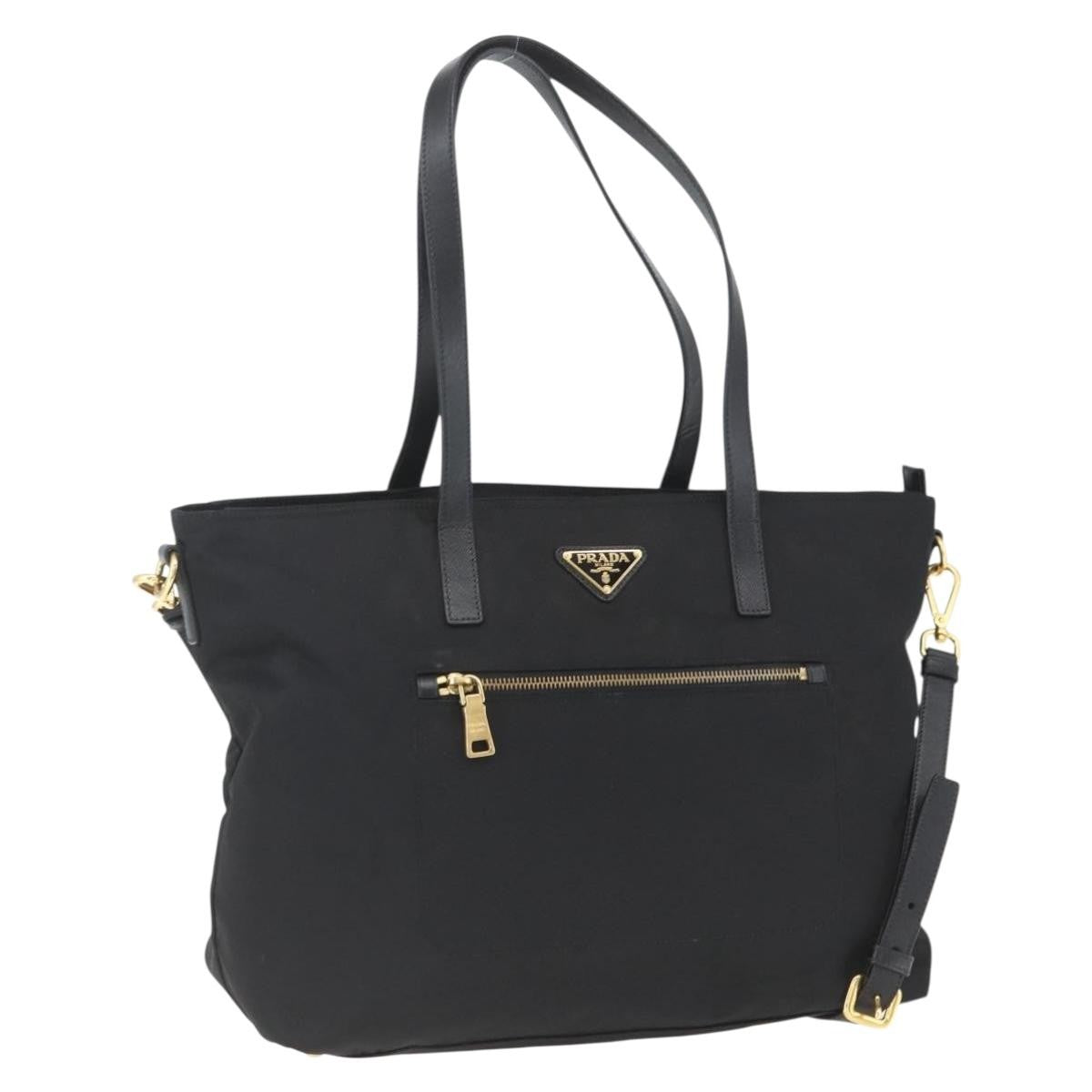 Prada PRADA Tote Bag Nylon 2way Black Gold Authentic ep12892