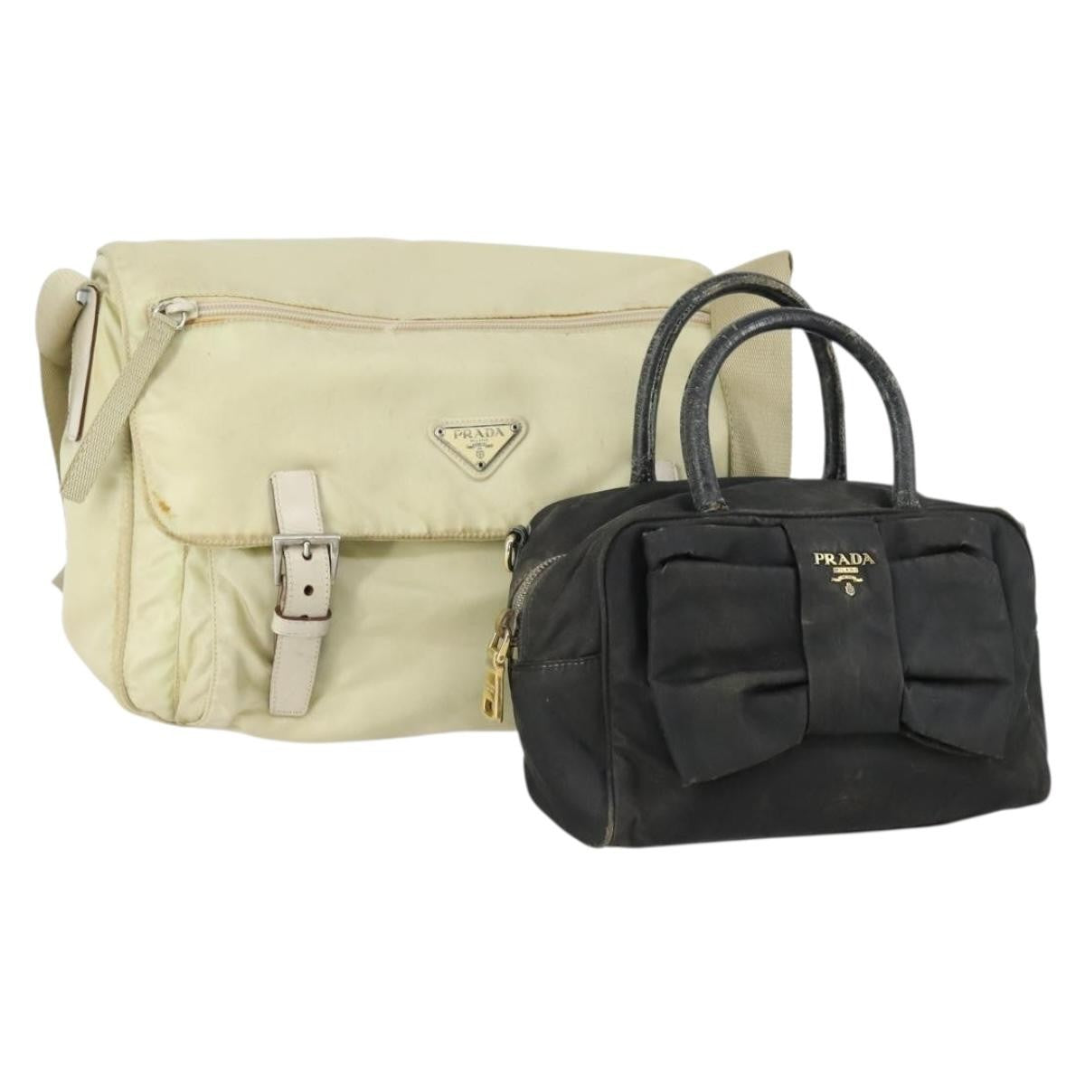 Prada PRADA Tote Bag Nylon 2 Set Black Beige Authentic 157078