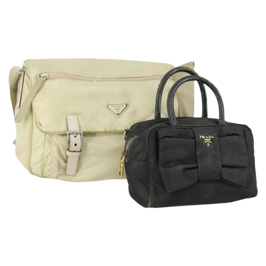 Prada PRADA Tote Bag Nylon 2 Set Black Beige Authentic 157078
