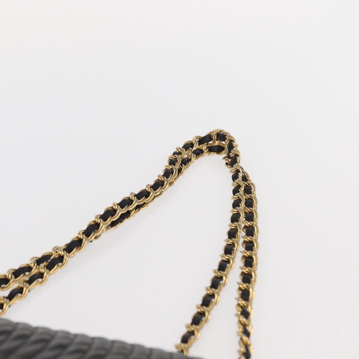 BALLY BALLY Chain Shoulder Bag Leather Black Gold Authentic 157788