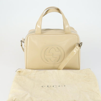 Gucci GUCCI Hand Bag Patent leather 2way Beige Silver 000 1274 0505 Authentic 155235