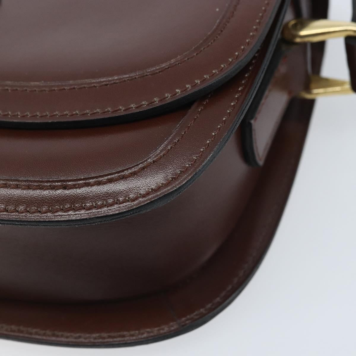 Celine CELINE Shoulder Bag Leather Brown Gold Authentic YKZ128