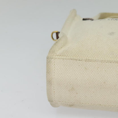 BALLY BALLY Crystalia XS Hand Bag Canvas 2way White Gold Authentic mr1384