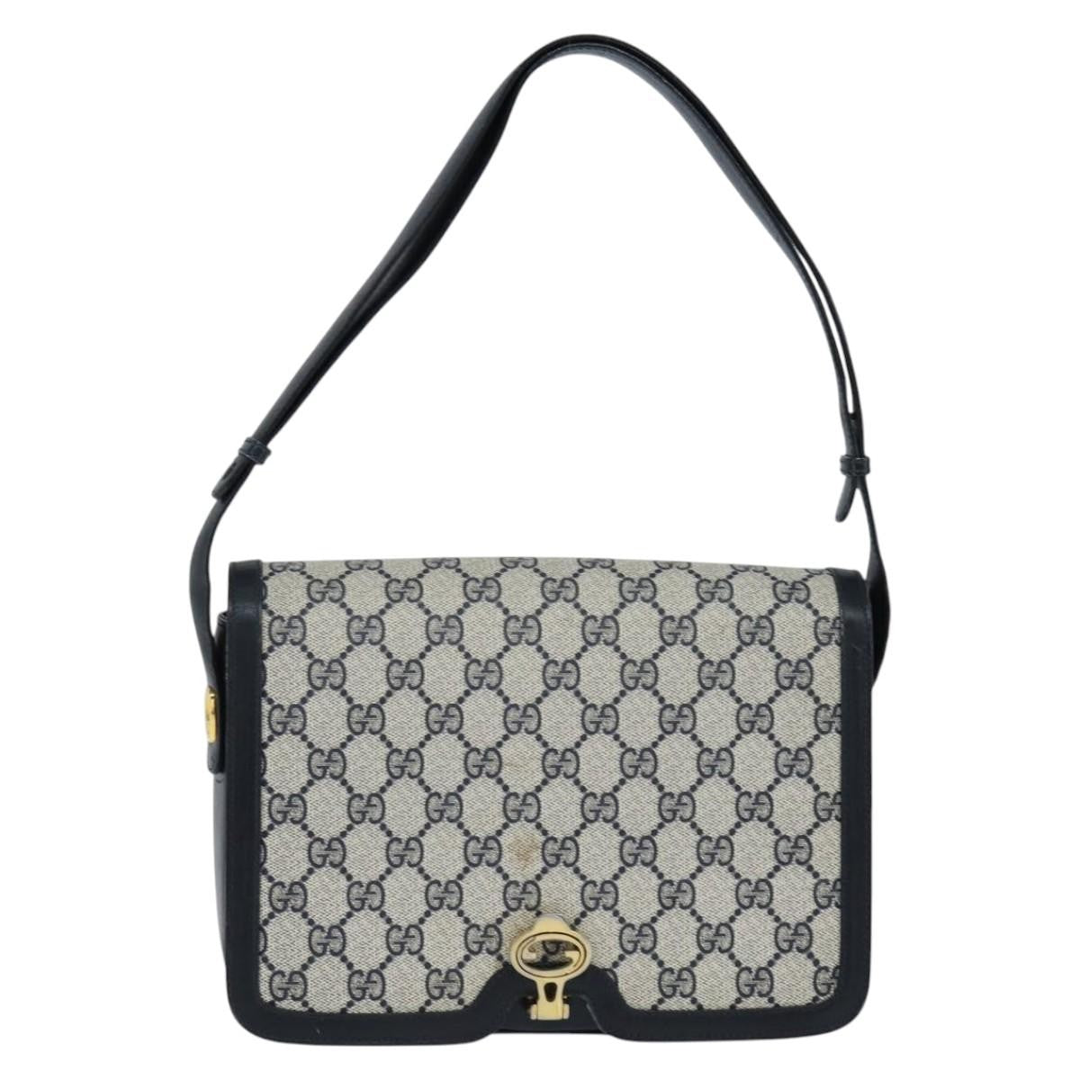 Gucci GUCCI GG Supreme Shoulder Bag PVC Navy Gold Authentic 147854