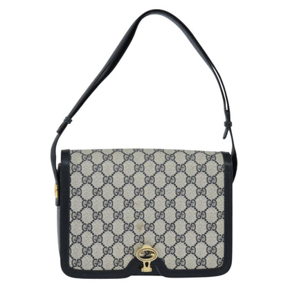 Gucci GUCCI GG Supreme Shoulder Bag PVC Navy Gold Authentic 147854