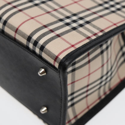 Burberry BURBERRY Nova Check Hand Bag Canvas Beige Black Authentic am6710