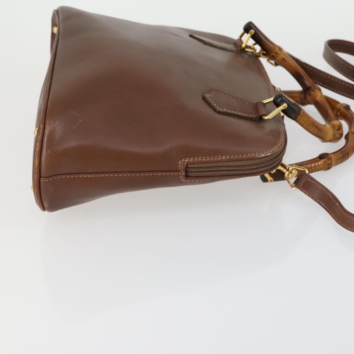 Gucci GUCCI Bamboo Hand Bag Leather 2way Brown Gold 000 2865 0290 Authentic 151596