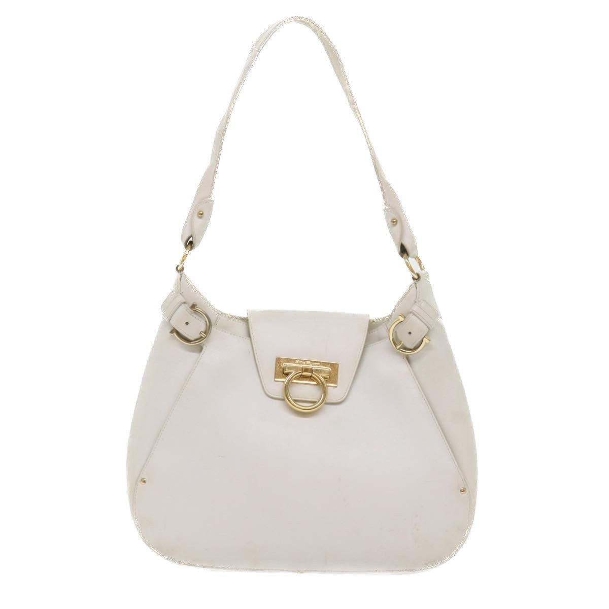 Salvatore Ferragamo Salvatore Ferragamo Gancini Shoulder Bag Leather White AU-21/4407 Authentic am4652