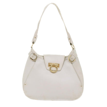 Salvatore Ferragamo Salvatore Ferragamo Gancini Shoulder Bag Leather White AU-21/4407 Authentic am4652