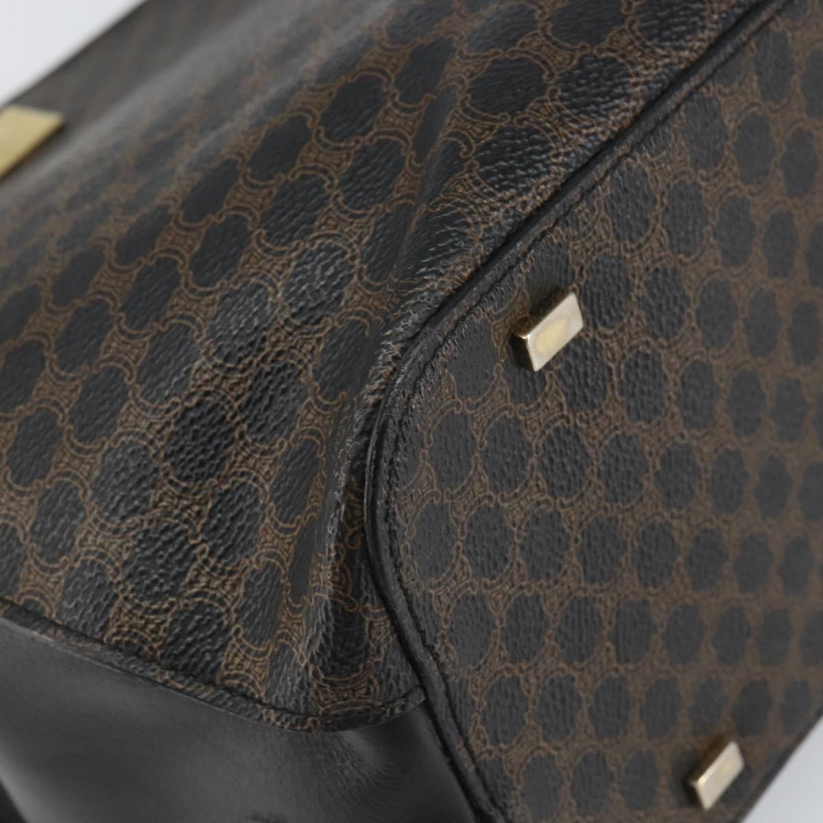 Celine CELINE Macadam Canvas Tote Bag PVC Leather Black Gold Authentic 168706