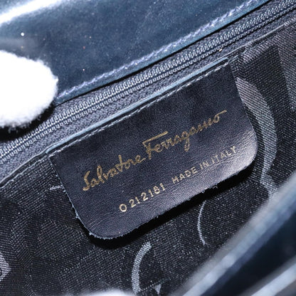 Salvatore Ferragamo Salvatore Ferragamo Gancini Hand Bag Leather 2way Navy Gold Authentic 133776