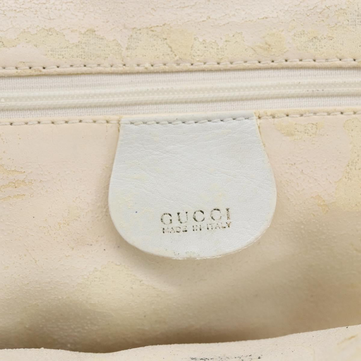 Gucci GUCCI Bamboo Hand Bag Leather White Gold Authentic ki6188