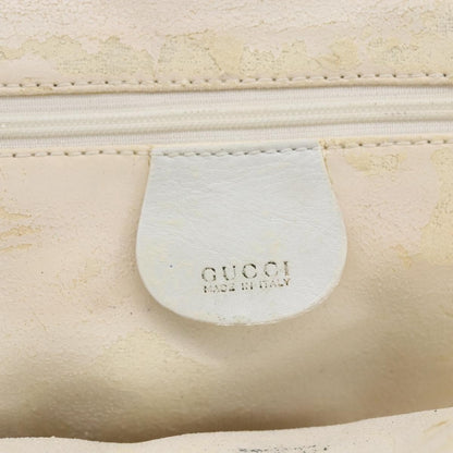 Gucci GUCCI Bamboo Hand Bag Leather White Gold Authentic ki6188