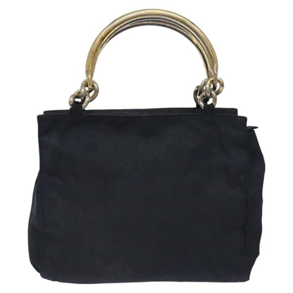 Prada PRADA Hand Bag Nylon Black Gold Authentic 127868