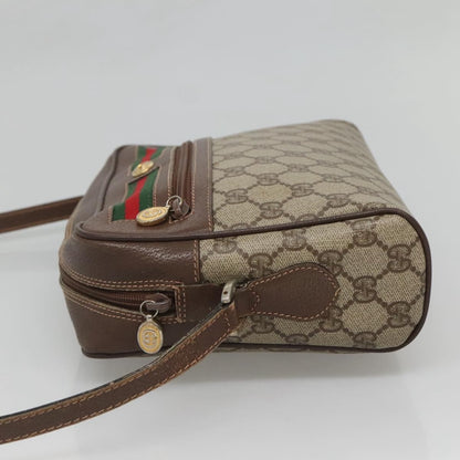 Gucci GUCCI GG Supreme Web Sherry Line Bag PVC Beige Gold Red 56 02 088 Authentic BA2392
