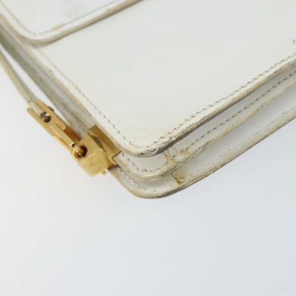 Celine CELINE Shoulder Bag Leather White Gold Authentic 156322