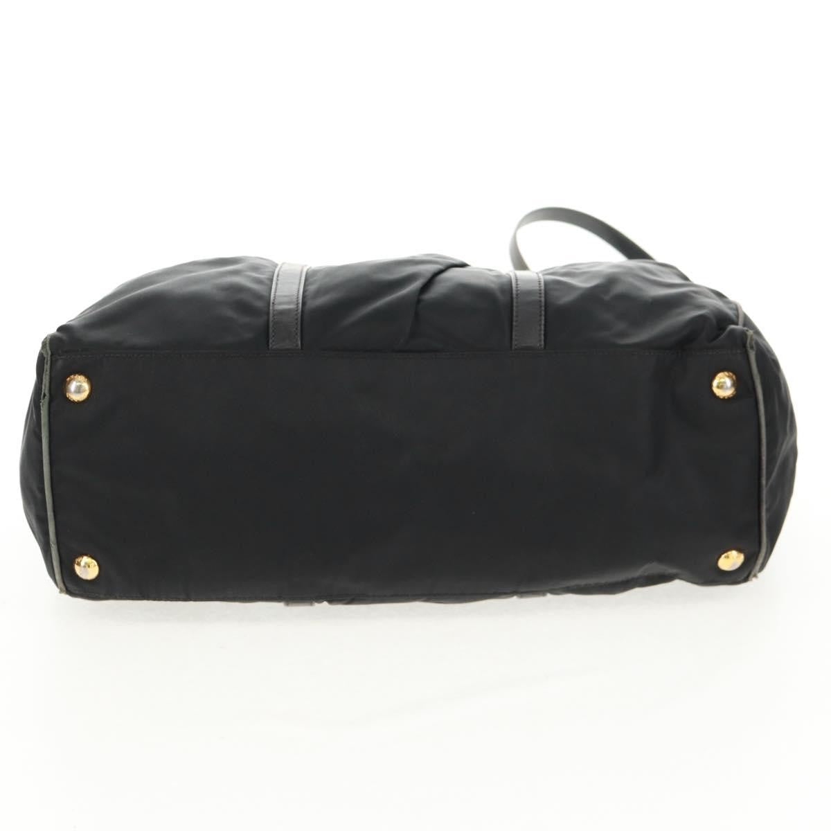 Prada PRADA Hand Bag Nylon 2way Black Gold Authentic 160520