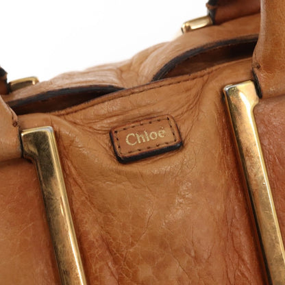 Chloé Chloé Chloe Etel Hand Bag Leather 2way Beige Gold Authentic fm4883