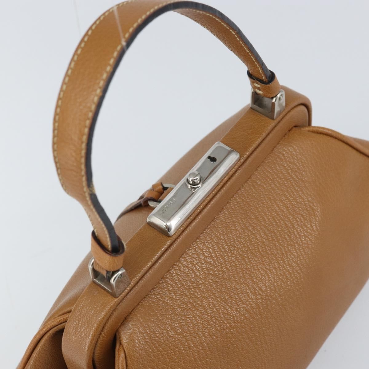 Prada PRADA Hand Bag Leather Brown Silver Authentic yk19954
