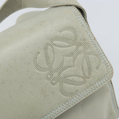 Loewe LOEWE Anagram Shoulder Bag Leather Gray Gold Authentic 166708