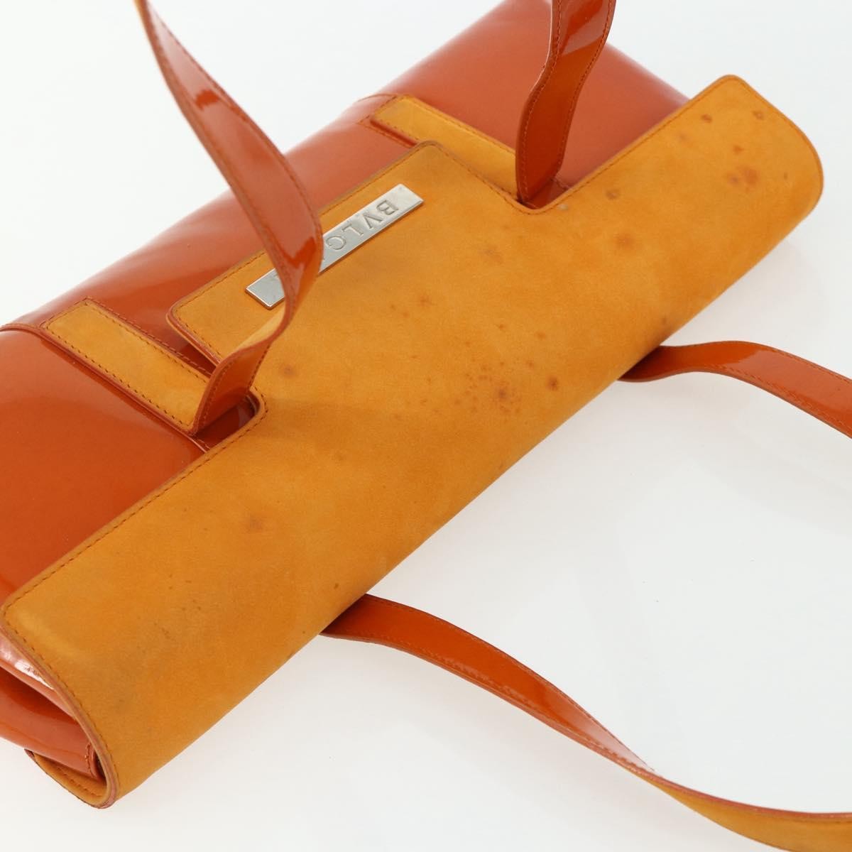 Bvlgari BVLGARI Shoulder Bag Patent leather Orange Silver Authentic BA12153A