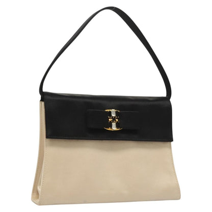 Salvatore Ferragamo Salvatore Ferragamo Vala Hand Bag Satin Beige Gold Authentic BA2675
