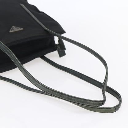 Prada PRADA Hand Bag Nylon Black Silver Authentic 154514