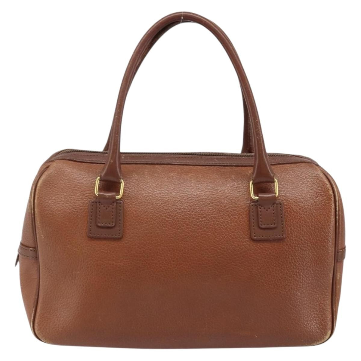 Burberrys Burberrys Hand Bag Leather Brown Gold Authentic ka3026