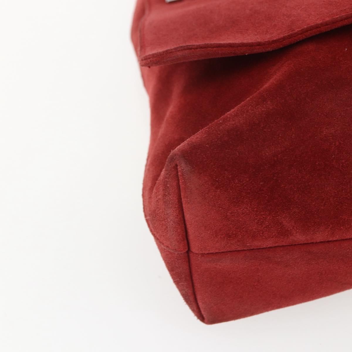 Gucci GUCCI Shoulder Bag Suede Red Silver Authentic 154502