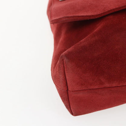 Gucci GUCCI Shoulder Bag Suede Red Silver Authentic 154502