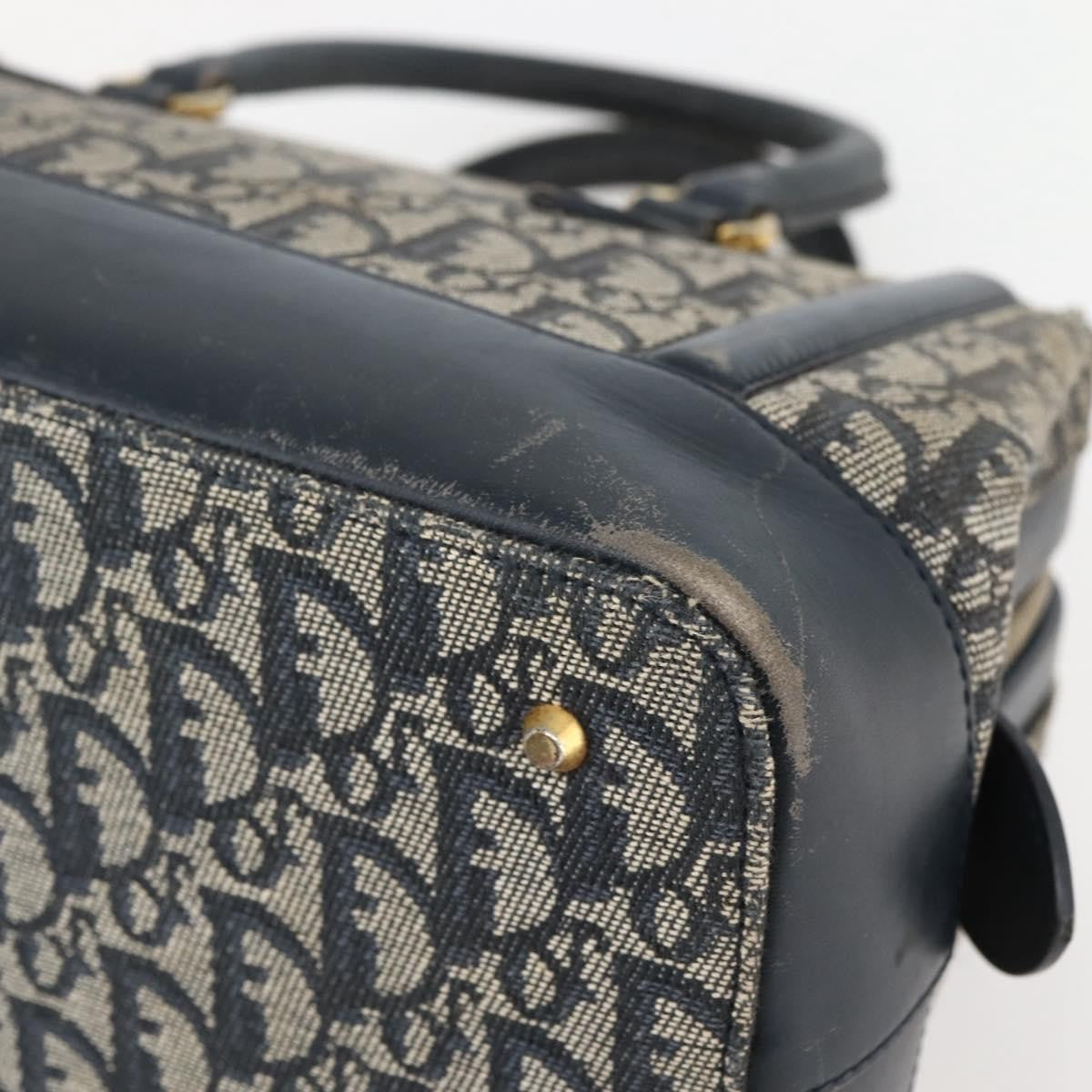 Dior Christian Dior Trotter Canvas Hand Bag Navy Gold Authentic gh760